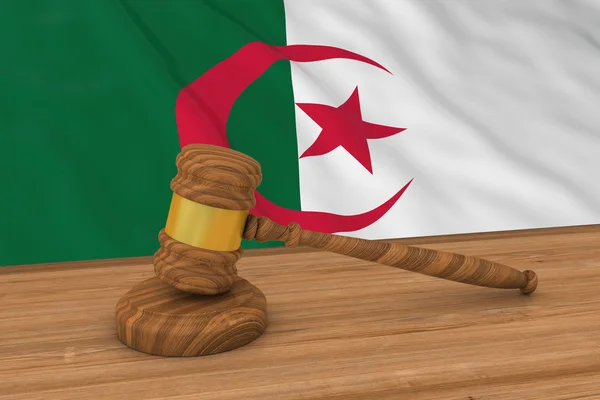 Cezayir Hukuk Kavramı - Yargıç's Gavel 3d İllüstrasyon Arkasında Cezayir Bayrağı — Stok fotoğraf