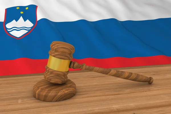 Slovensk lag Concept-Sloveniens flagga bakom Judge ' s gavel 3D illustration — Stockfoto