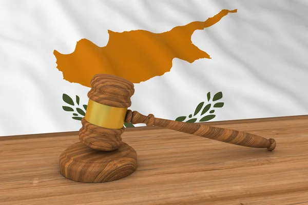 Kıbrıs Hukuku Kavramı - Kıbrıs Bayrağı Arkasında Hakim's Gavel 3d İllüstrasyon
