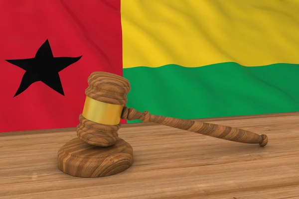 Conceito de Direito Bissau-Guineense - Bandeira da Guiné-Bissau por trás da ilustração 3D Gavel do Juiz — Fotografia de Stock