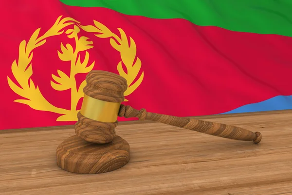 Эритрейская юридическая концепция - флаг Эритреи за молотком судьи 3D иллюстрация — стоковое фото