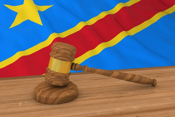 Congolese wet concept-vlag van Dr Congo achter Jury's Gavel 3D illustratie — Stockfoto