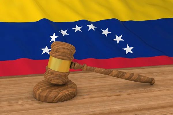 Venezolaanse wet concept-vlag van Venezuela achter Jury's Gavel 3D-illustratie — Stockfoto