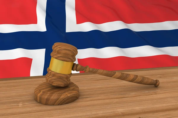Norská právní koncepce-vlajka Norska za soudce Gavel 3D ilustrace — Stock fotografie