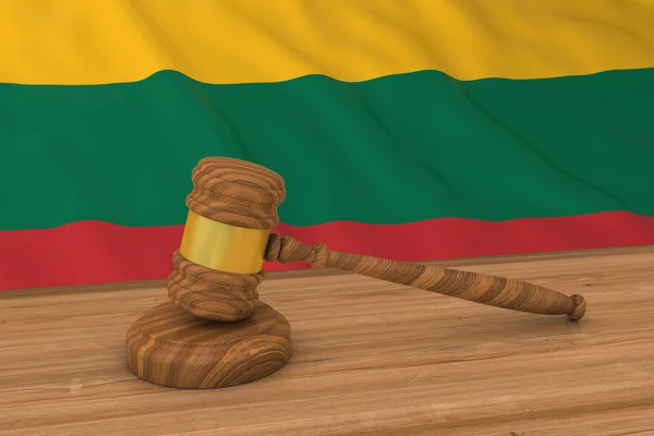 Litauisk lag koncept-flagga av Litauen bakom Judge ' s gavel 3D illustration — Stockfoto