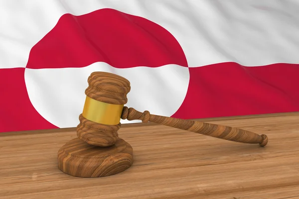 Greenlandic Law Concept-Grönlands flagga bakom Judge ' s gavel 3D illustration — Stockfoto