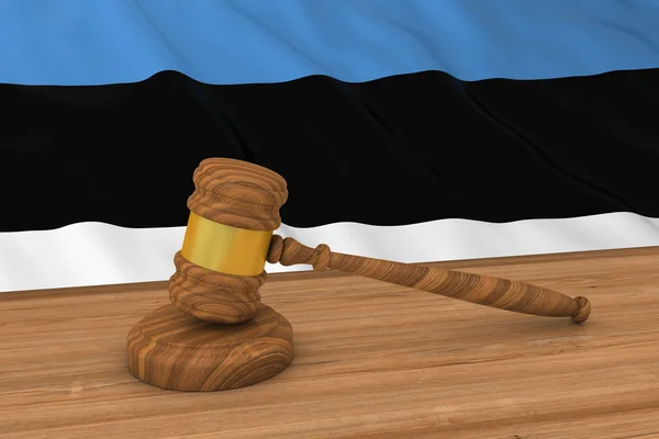 Estonya Hukuk Kavramı - Yargıç's Gavel 3d İllüstrasyon Arkasında Estonya Bayrağı