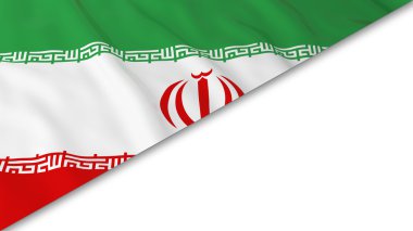 İran bayrağı köşe beyaz arka plan üzerinde - 3d çizim overlaid.
