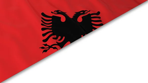 Canto da bandeira albanesa sobreposto no fundo branco - ilustração 3D — Fotografia de Stock