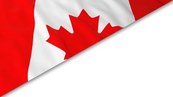 Canto da bandeira canadense sobreposto no fundo branco - ilustração 3D — Fotografia de Stock