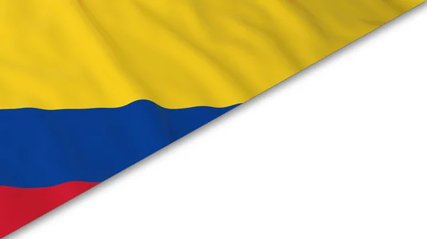 Colombianska flagga hörnet överlagras på vit bakgrund - 3d Illustration — Stockfoto