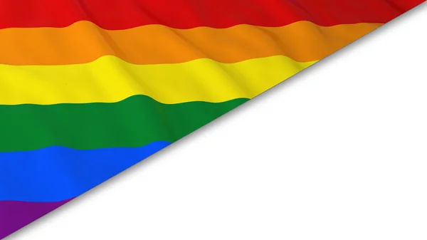 Esquina Gay Pride Flag superpuesta sobre fondo blanco - Ilustración 3D —  Fotos de Stock