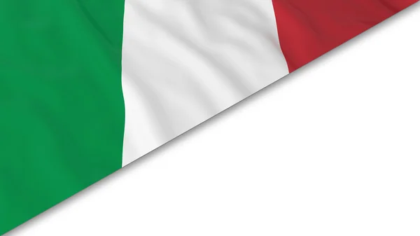 İtalyan bayrağı köşe beyaz arka plan üzerinde - 3d çizim overlaid. — Stok fotoğraf