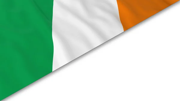 Angolo della bandiera irlandese sovrapposto su sfondo bianco - Illustrazione 3D — Foto Stock