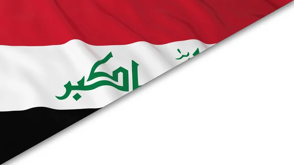 Iraqi Flag corner overlaid on White background - 3D Illustration — Stock Photo, Image