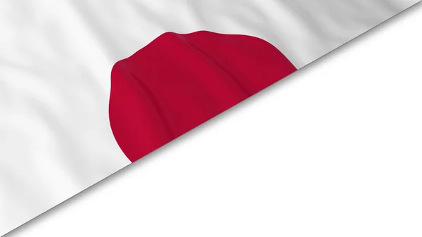 Esquina de bandera japonesa superpuesta sobre fondo blanco - Ilustración 3D —  Fotos de Stock