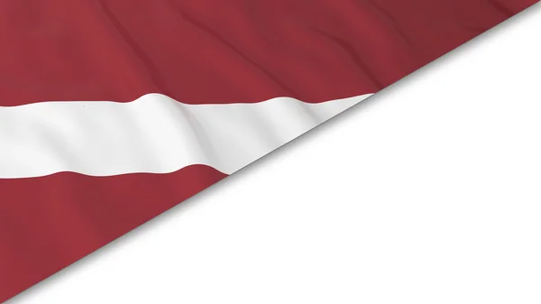Γωνιακή σημαία Λετονικά σε λευκό φόντο-3D απεικόνιση — Φωτογραφία Αρχείου