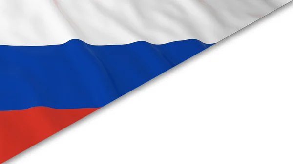Російський прапор кут накладаються на білому тлі - 3d ілюстрації — стокове фото