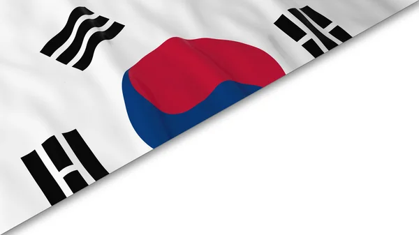 Canto da bandeira sul-coreana sobreposto no fundo branco - ilustração 3D — Fotografia de Stock