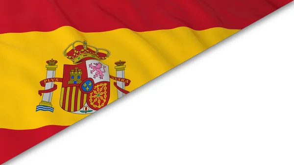 Flaga Hiszpanii rogu nałożony na białym tle ilustracja - 3d — Zdjęcie stockowe