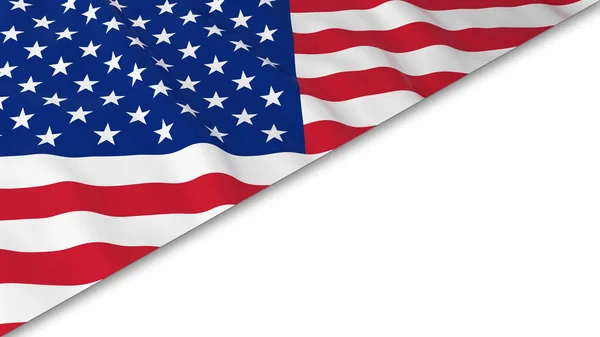 Angolo bandiera americana sovrapposto su sfondo bianco - Illustrazione 3D — Foto Stock