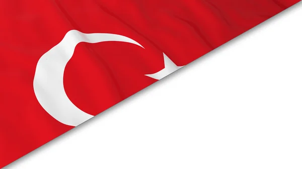 Coin drapeau turc superposé sur fond blanc - Illustration 3D — Photo