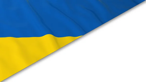 Ukrainska flagga hörnet överlagras på vit bakgrund - 3d Illustration — Stockfoto