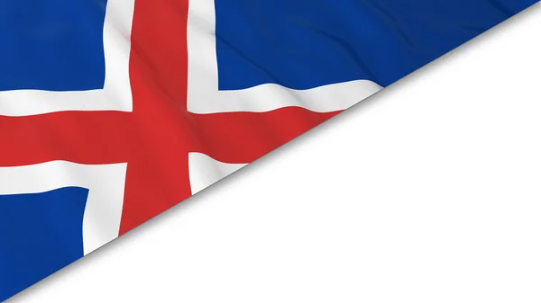 Isländska flaggan hörnet överlagras på vit bakgrund - 3d Illustration — Stockfoto