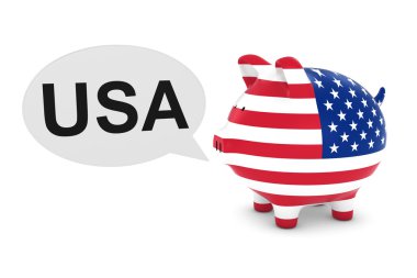 Abd Bayrak Piggy Bank Abd Metin Konuşma Bubble 3d İllüstrasyon ile