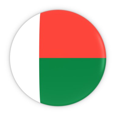 Madagaskar Bayrak Düğmesi - Madagaskar Rozeti 3d İllüstrasyon Bayrağı