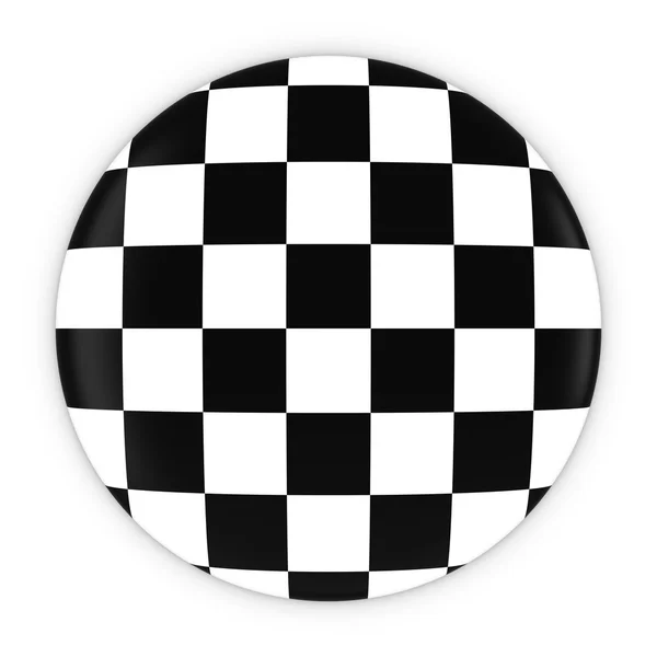Geruite vlag knop-Racing checkers badge 3D illustratie — Stockfoto