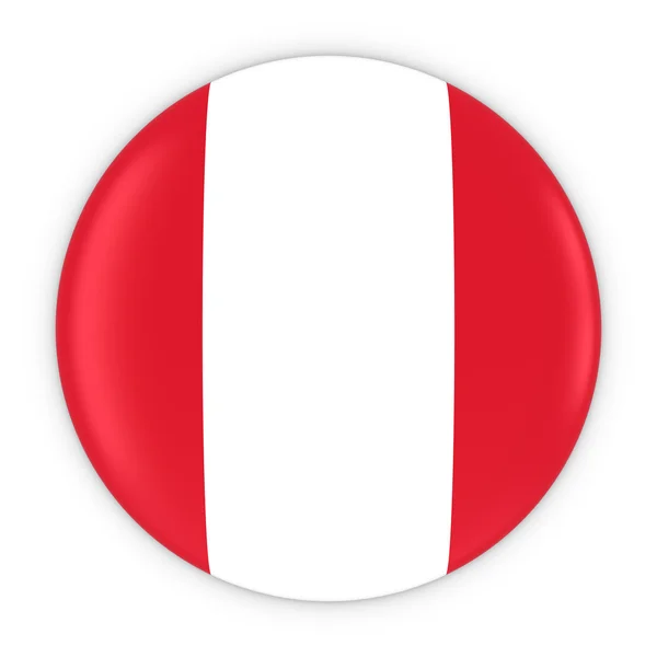 Перуанская кнопка флага - Флаг Перу 3D иллюстрация — стоковое фото