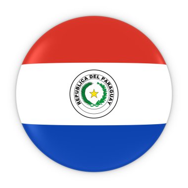 Paraguay Bayrak Düğmesi - Bayrak Paraguay Rozeti 3d İllüstrasyon