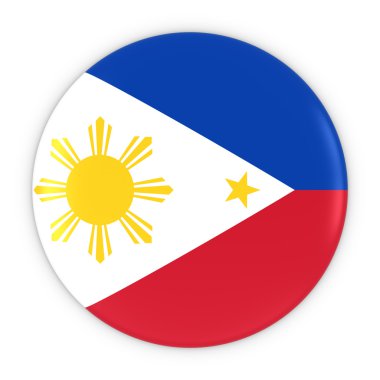 Filipino Bayrak Düğmesi - Bayrak Filipinler Rozeti 3d İllüstrasyon
