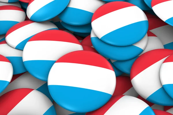 Luksemburg odznaki tło-stos luxembourgish flag przyciski 3D ilustracja — Zdjęcie stockowe