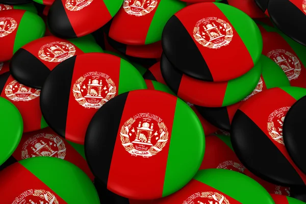 Afghanistan abzeichen hintergrund - stapel afghanische flagge knöpfe 3d illustration — Stockfoto