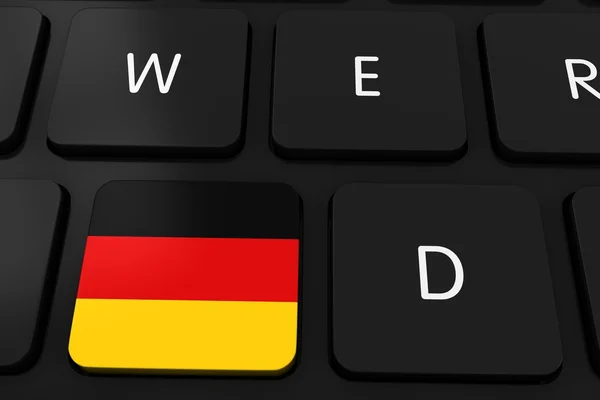 Deutsche Flagge Taste auf schwarzer Computertastatur - 3D Illustration — Stockfoto