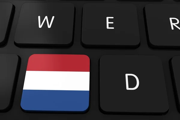 Nederlandse vlag knop op zwarte Computer Keyboard - 3d illustratie — Stockfoto