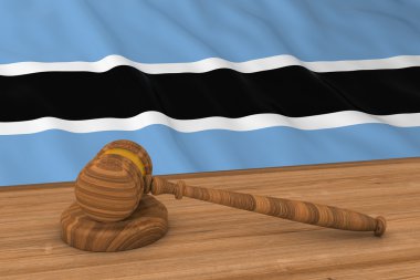 Botsvana Hukuk Kavramı - Yargıç's Gavel 3d İllüstrasyon Arkasında Botsvana Bayrağı
