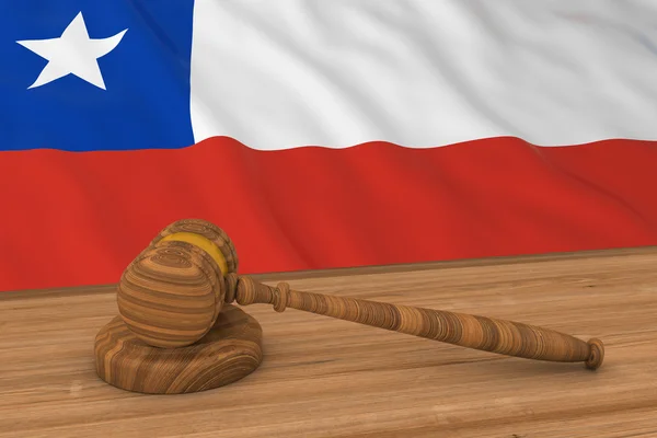Chilenisches Gesetzeskonzept - chilenische Flagge hinter Richtergabel 3D-Illustration — Stockfoto