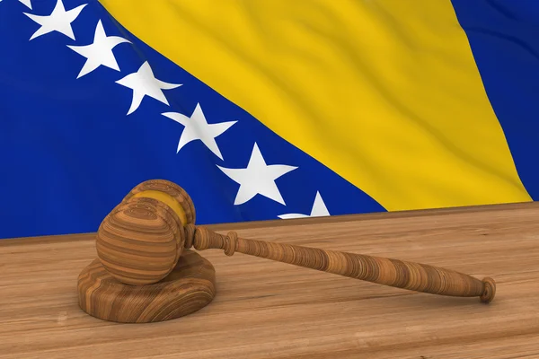 Bandeira da Bósnia e Herzegovina por trás da ilustração 3D Gavel do juiz — Fotografia de Stock