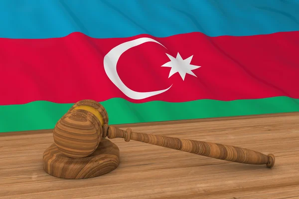 Концепція азербайджанського права-прапор Азербайджану за Gavel 3D ілюстрація судді — стокове фото