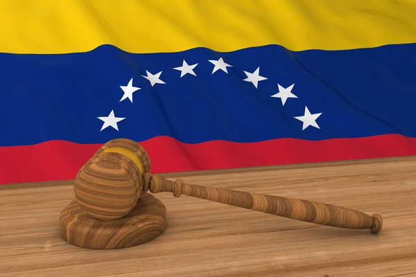 Venezolaanse wet concept-vlag van Venezuela achter Jury's Gavel 3D-illustratie — Stockfoto