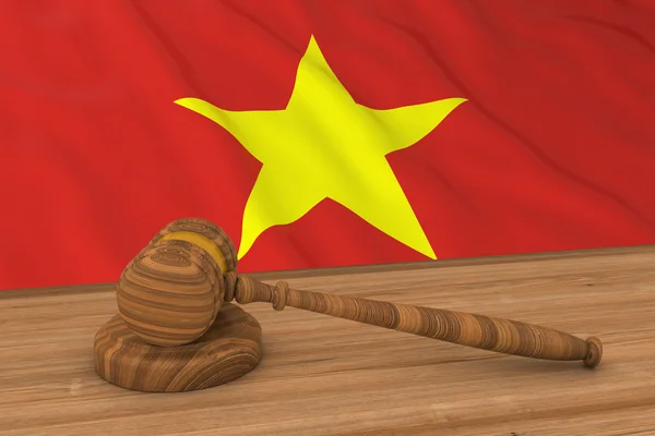 Vietnamita Law Concept - Bandiera del Vietnam dietro Gavel Illustrazione 3D del giudice — Foto Stock