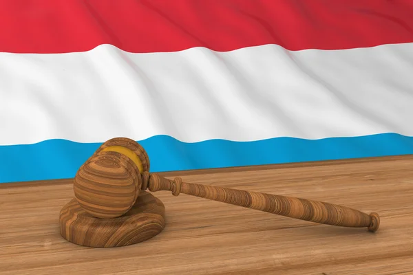 Luxemburgs recht concept-vlag van Luxemburg achter Jury's Gavel 3D illustratie — Stockfoto