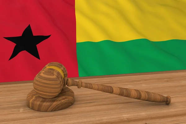 Conceito de Direito Bissau-Guineense - Bandeira da Guiné-Bissau por trás da ilustração 3D Gavel do Juiz — Fotografia de Stock