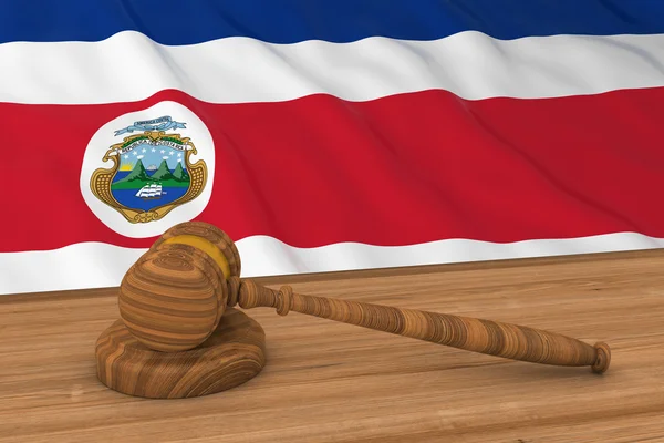 Costa Rica Law Concept - Bandiera della Costa Rica dietro l'illustrazione 3D Gavel del giudice — Foto Stock