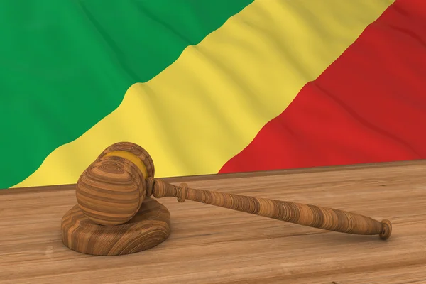 Congolese 법률 개념-판사의 뒤에 콩고의 국기 망치 3d 그림 — 스톡 사진