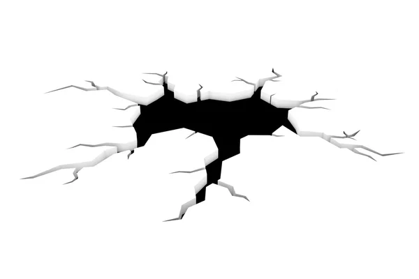 漫画の地に白で隔離スタイル割れた穴 3 d イラストレーション — ストック写真