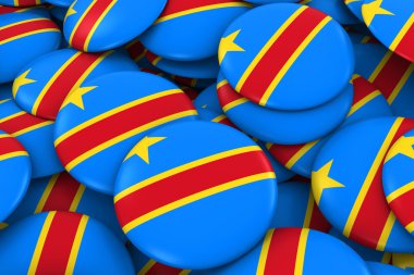 Dr Kongo rozetleri arka plan - Kongolu yığını bayrak düğmeleri 3d çizim